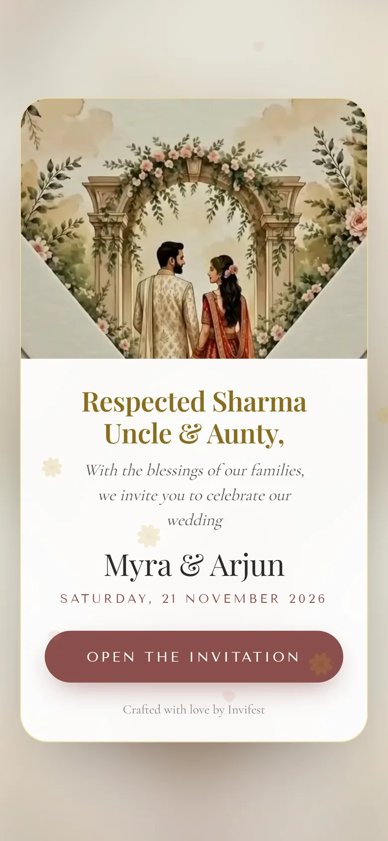 A personal invitation: Respected Sharma Uncle and Aunty